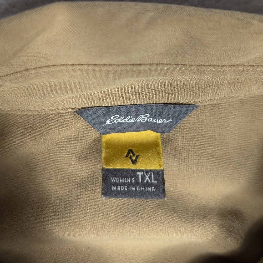 Eddie Bauer Womens TXL Tan Sleeveless Button Up Travex Hiking Shift Dress Khaki - Picture 5 of 6